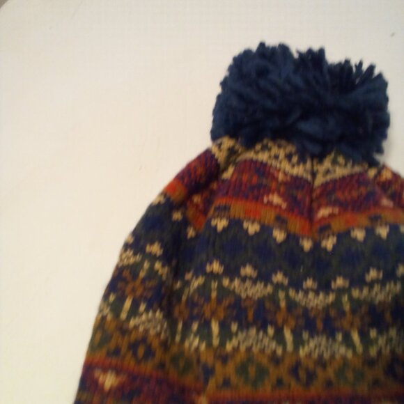 Gap Kids Pom Hat Beanie Boys L XL Pattern Blue Red Green - Picture 4 of 12